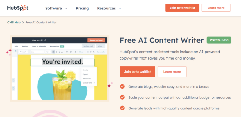 Free AI Content Writer by HubSpot